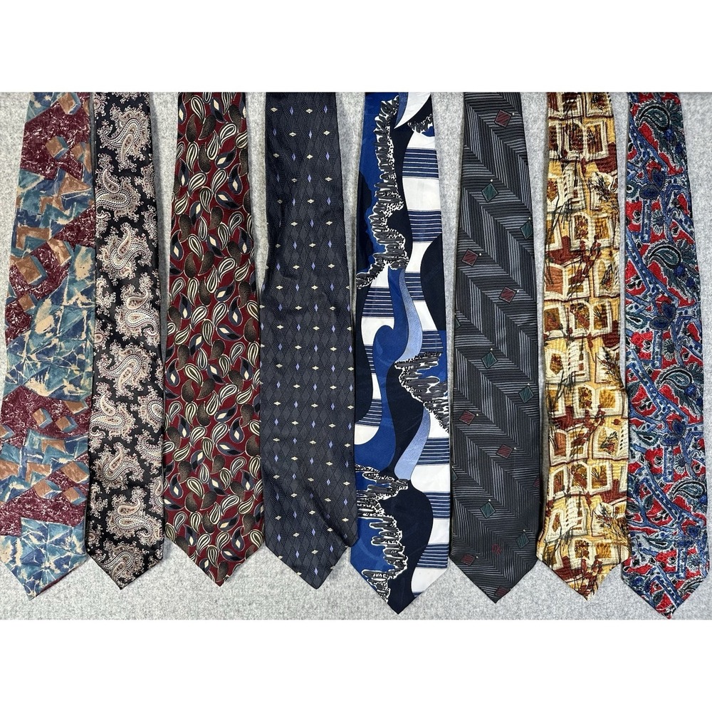 Vintage Mens Necktie Lot Givenchy Dior Oscar Ermengildo Balmain Floral Geometric